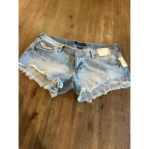 Aeropostale Micro Short Denim Cut Off Jean Shorts Light Wash Womens Size 12 NEW